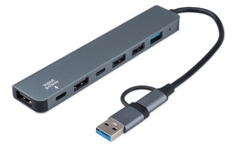 Разветвитель USB-C - 4-in-1-multi-port, Gembird UHB-C445 17 см, алюминий