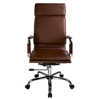 Кресло Бюрократ CH-993 (эко.кожа, мех. качания, крест. металл хром, до 120 кг) Коричневый