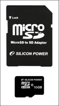 Карта памяти microSD 16Gb Silicon Power microSDHC CLASS 10 + адаптер