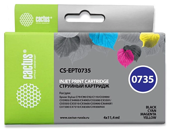 Картридж струйный CACTUS CS-EPT0735, для Epson, многоцветный