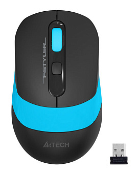 Мышь беспроводная A4Tech Fstyler FG10S 2000dpi бесшумная черный/синий