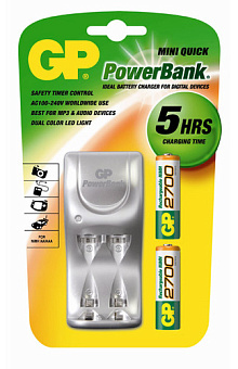Сетевое зарядное устройство AA/AAA GP PB25 + 2 аккумулятора AA 2700mAh