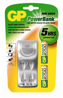 Сетевое зарядное устройство AA/AAA GP PB25 + 2 аккумулятора AA 2700mAh