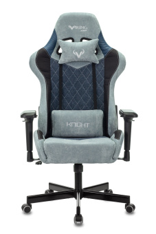 Кресло Zombie VIKING 7 KNIGHT Fabric (текстиль/эко.кожа, мех. качания, крест. металл, до 120 кг) Син