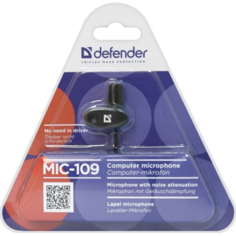 Микрофон Defender MIC-109 проводной jack 3.5 мм черный