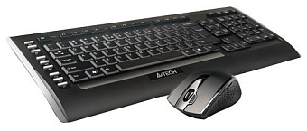 Комплект беспроводной (клавиатура+мышь) A4Tech 9300F Wireless черный
