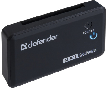Внешний картридер USB2.0 Defender Optimus CF/microSD/SD/MMC, черный