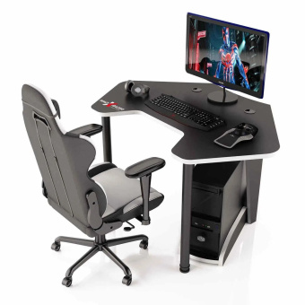 Стол компьютерный MaDXRacer PILOT GTC12 "1260х845х750" черный, кромка белая