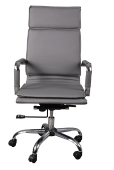 Кресло Бюрократ CH-993 (эко.кожа, мех. качания, крест. металл хром, до 120 кг) Серый