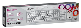 Комплект беспроводной (клавиатура+мышь) Defender Milan C-992 White