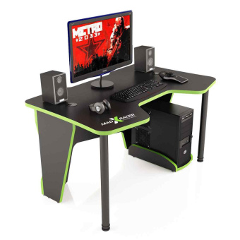 Стол компьютерный MaDXRacer COMFORT GT12 "1200х870х750" черный, кромка зеленая