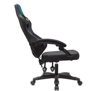 Кресло Knight Wolf RGB (ткань, фиксация наклона спинки в любом полож., крестов. пластик, до 120 кг) черный