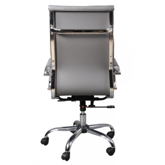 Кресло Бюрократ CH-993 (эко.кожа, мех. качания, крест. металл хром, до 120 кг) Серый