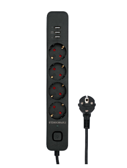 Сетевой фильтр Гарнизон EPS-4-U3-B-2 10А 4 розеток 2.0м черный