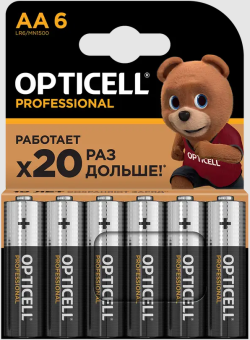 Элемент питания AA, 1.5V,  6шт, OPTICELL PROFESSIONAL
