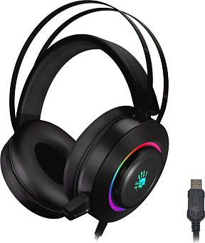Наушники проводные A4Tech Bloody G521 (микрофон, 20 - 20 000 Гц, 105дБ, подсветка, USB, 2.3м) черный