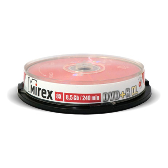 Диск DVD+R 8,5Gb MIREX 8x, Dual Layer Cake Box (10 шт.)