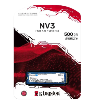 Накопитель SSD M.2 500Gb Kingston NV3 Series (PCI-E 4.0 x4, 5000/3000 Мбайт/сек)