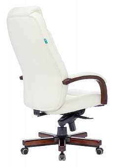 Кресло Бюрократ T-9923 WALNUT (кожа, мех. качания, крест. металл/дерево, до 200 кг) Слоновая кость