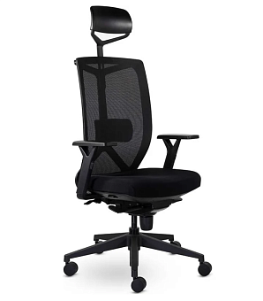 Кресло UTFC Профи М-900 с подголовником черный пластик (черный) (пятилучье Профи серое металлич)