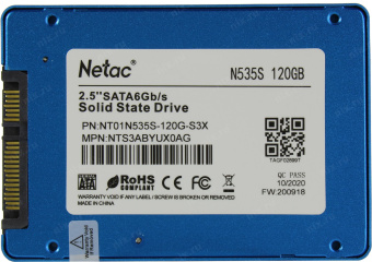 Накопитель SSD SATA 120Gb Netac N535S (TLC, 510/440 Мбайт/сек, 70 TBW)