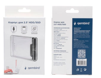 Внешний контейнер USB3.0 -> SATA 2.5", Gembird EE2-U3S-7 прозрачный