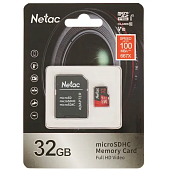 Карта памяти microSD .32Gb Netac P500 Extreme Pro Class 10, 100MB/s, с SD адаптером