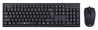Комплект проводной (клавиатура+мышь) OKLICK 630M (красные буквы кириллицы) USB черный