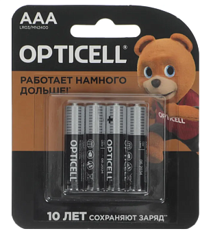 Элемент питания AAA, 1.5V,  4шт, Opticell Basic LR03