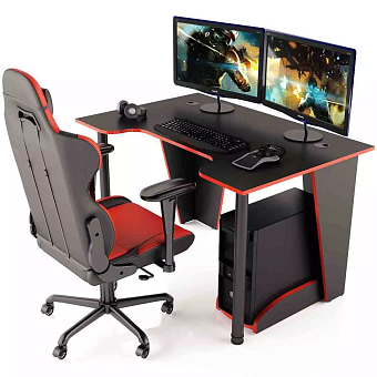 Стол компьютерный MaDXRacer XBASIC XG12 "1200х800х750" черный, кромка красная