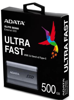 Внешний накопитель SSD 500Gb ADATA Elite SE880 USB3.2 серый