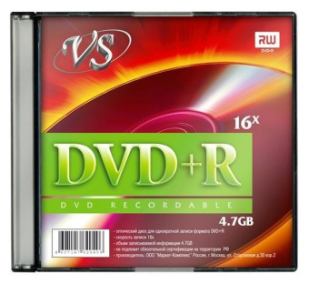 Диск DVD+R 4,7Gb VS 16x Slim Case