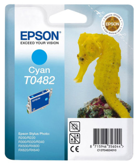 Картридж струйный EPSON T0482 для Epson R200/R300/RX500/RX600, голубой