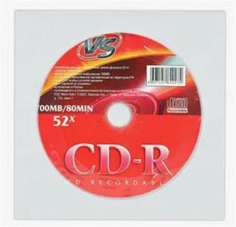 Диск CD-R 700 Mb VS 52x в Бумажном конверте