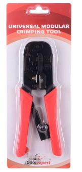 Клещи обжимные Cablexpert T-568R - RJ45 (8P8C), RJ12 (6P6C), RJ11 (6P4C) с фиксатором, для витой пары и тел.линии