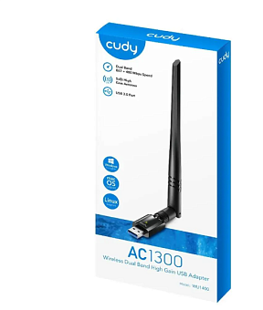 Сетевая карта USB3.0 Cudy WU1400 AC1300  антенна - внешняя съемная