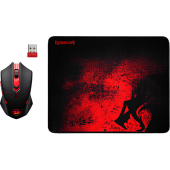 Игровой набор Redragon M601WL-BA (мышь беспроводная, коврик) чёрно-красный