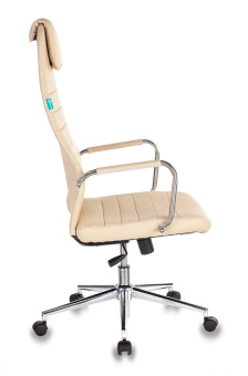 Кресло Бюрократ KB-9N (эко.кожа, мех. качания, подлокотники и крест. металл хром, до 120 кг) Бежевый