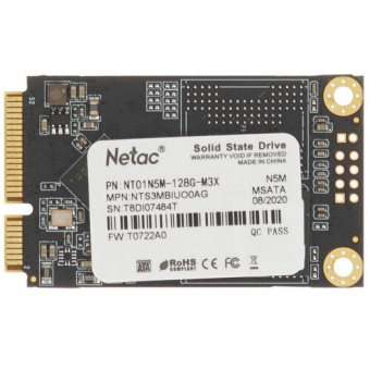 Накопитель SSD mSATA 128Gb Netac N5M Series (SATA, 510/440 Мбайт/сек)