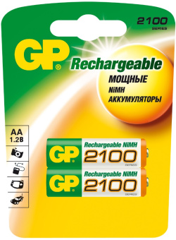 Аккумулятор AA, 1.2V, 2100mAh, 2шт, GP 210AAHC в клемшеле