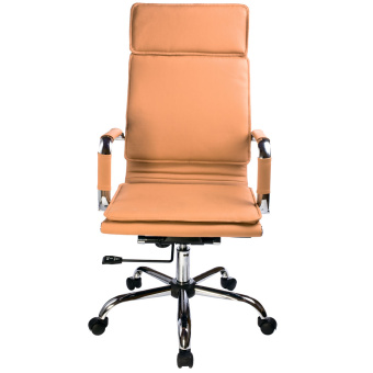 Кресло Бюрократ CH-993 (эко.кожа, мех. качания, крест. металл хром, до 120 кг) Светло-Коричневый