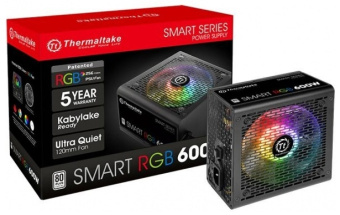 Блок питания 600W Thermaltake Smart RGB (120mm, 24+6pin, 2*8pin, 6*Sata, 4*IDE, RGB)