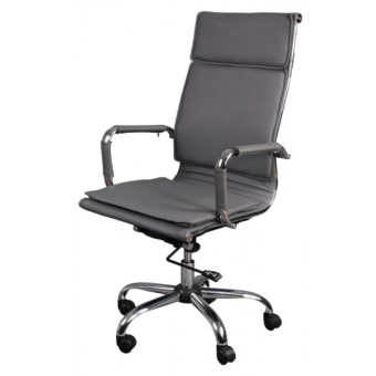 Кресло Бюрократ CH-993 (эко.кожа, мех. качания, крест. металл хром, до 120 кг) Серый