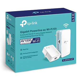 Адаптер Powerline TP-Link TL-WPA7517 KIT AV1000, Wi-Fi, 5 ГГц, 1000 Мбит/с, белый