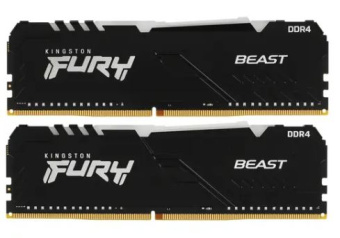 Модуль памяти DDR4 16Gb PC4-25600 3200MHz Kingston Fury Beast Black RGB (Kit of 2)