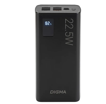 Внешний аккумулятор 30000 mAh_ Digma DGPF30A QC3.0/PD3.0 22.5W 3A 4xUSB-A/USB-C черный