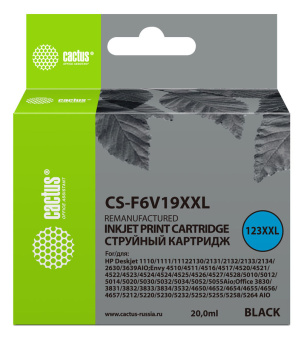 Картридж струйный CACTUS 123 XXL CS-F6V19XXL, для HP, черный