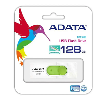 Флешка 128Gb ADATA UV320 USB3.2 белый/зеленый
