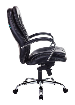 Кресло Бюрократ T-9950/BLACK-PU (эко.кожа. кожа, мех. качания, крест. металл хром) Черный