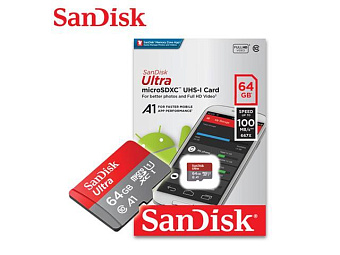 Карта памяти microSD 64Gb SanDisk microSDXC Class 10 Ultra UHS-I A1